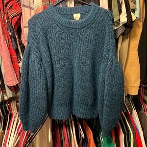 A new day - blue sweater, balloon sleeve style - small